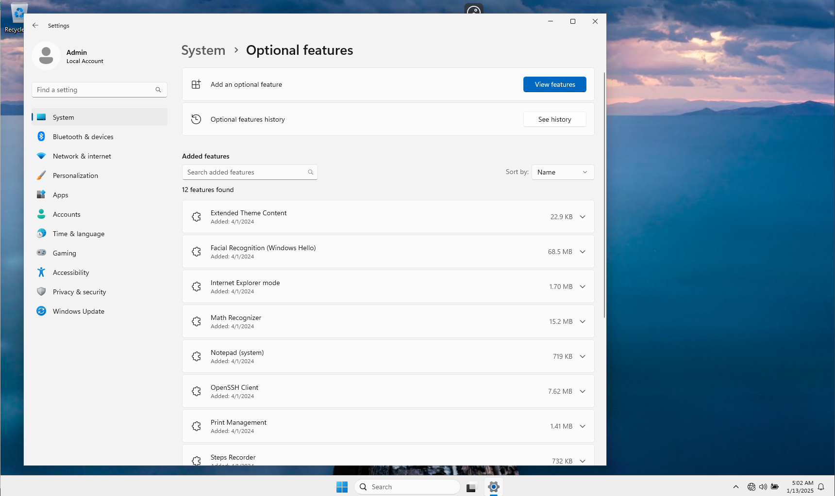 Optional Features